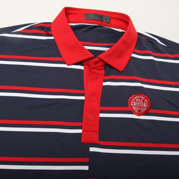 G/FORE Other - G/FORE Polo Shirt Mens Extra Large Navy Red Stripe Westchester Hills Golf Club